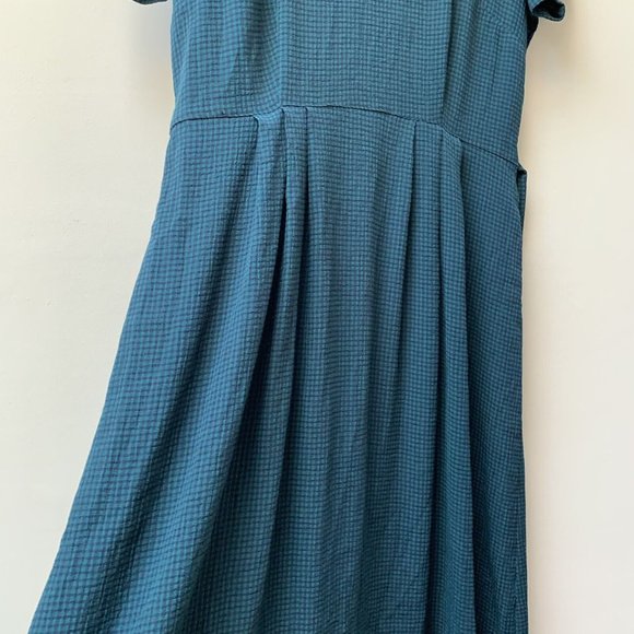 Vintage Monsoon Maxi Dress Fits UK 14 Green Blue Check Plaid Button Up 90s - Picture 10 of 12
